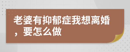 老婆有抑郁症我想离婚，要怎么做