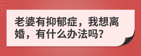 老婆有抑郁症，我想离婚，有什么办法吗？