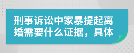 刑事诉讼中家暴提起离婚需要什么证据，具体