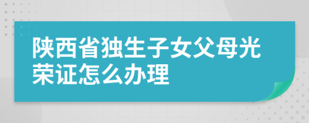 陕西省独生子女父母光荣证怎么办理