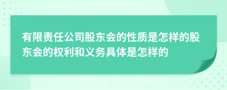 有限责任公司股东会的性质是怎样的股东会的权利和义务具体是怎样的