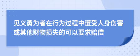 见义勇为者在行为过程中遭受人身伤害或其他财物损失的可以要求赔偿