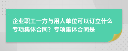 企业职工一方与用人单位可以订立什么专项集体合同？专项集体合同是