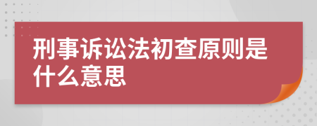 刑事诉讼法初查原则是什么意思