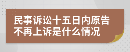 民事诉讼十五日内原告不再上诉是什么情况