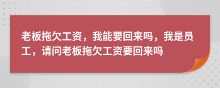 老板拖欠工资，我能要回来吗，我是员工，请问老板拖欠工资要回来吗