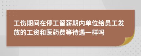 工伤期间在停工留薪期内单位给员工发放的工资和医药费等待遇一样吗