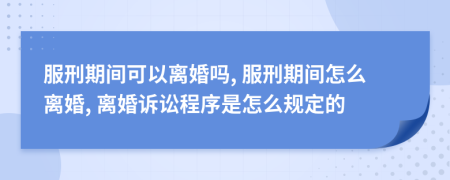 服刑期间可以离婚吗, 服刑期间怎么离婚, 离婚诉讼程序是怎么规定的