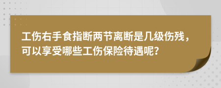 工伤右手食指断两节离断是几级伤残，可以享受哪些工伤保险待遇呢？