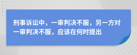 刑事诉讼中，一审判决不服，另一方对一审判决不服，应该在何时提出