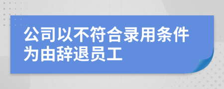 公司以不符合录用条件为由辞退员工