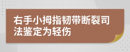 右手小拇指韧带断裂司法鉴定为轻伤