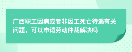 广西职工因病或者非因工死亡待遇有关问题，可以申请劳动仲裁解决吗