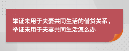 举证未用于夫妻共同生活的借贷关系，举证未用于夫妻共同生活怎么办