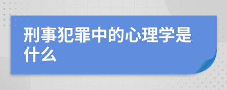 刑事犯罪中的心理学是什么