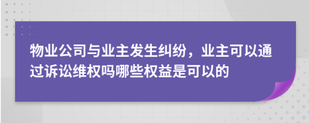 物业公司与业主发生纠纷，业主可以通过诉讼维权吗哪些权益是可以的