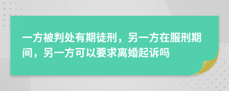 一方被判处有期徒刑，另一方在服刑期间，另一方可以要求离婚起诉吗