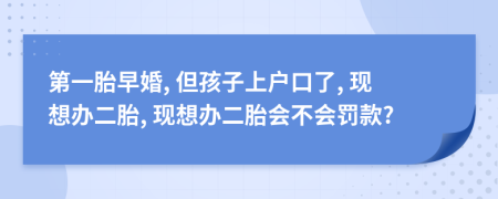 第一胎早婚, 但孩子上户口了, 现想办二胎, 现想办二胎会不会罚款?