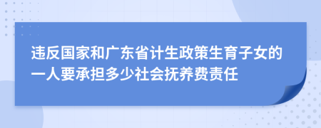 违反国家和广东省计生政策生育子女的一人要承担多少社会抚养费责任