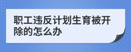 职工违反计划生育被开除的怎么办