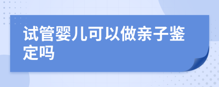 试管婴儿可以做亲子鉴定吗