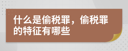 什么是偷税罪，偷税罪的特征有哪些