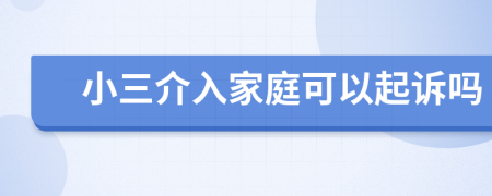 小三介入家庭可以起诉吗