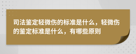 司法鉴定轻微伤的标准是什么，轻微伤的鉴定标准是什么，有哪些原则