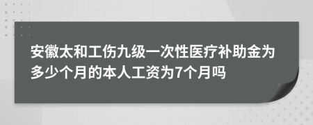 安徽太和工伤九级一次性医疗补助金为多少个月的本人工资为7个月吗