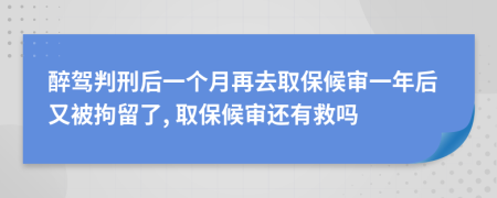 醉驾判刑后一个月再去取保候审一年后又被拘留了, 取保候审还有救吗