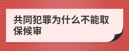 共同犯罪为什么不能取保候审