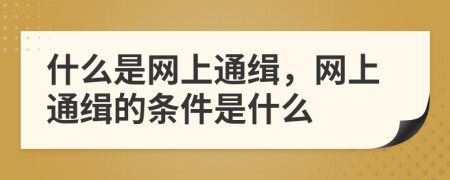 什么是网上通缉，网上通缉的条件是什么