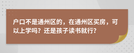 户口不是通州区的，在通州区买房，可以上学吗？还是孩子读书就行？