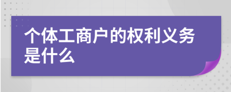 个体工商户的权利义务是什么