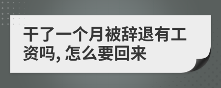 干了一个月被辞退有工资吗, 怎么要回来