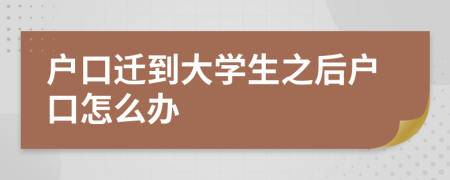 户口迁到大学生之后户口怎么办