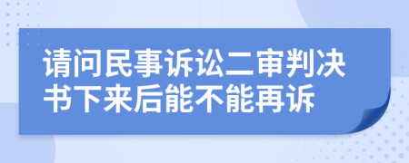 请问民事诉讼二审判决书下来后能不能再诉