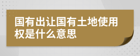 国有出让国有土地使用权是什么意思