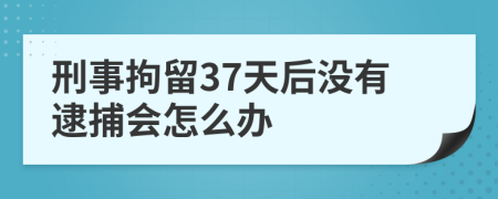 刑事拘留37天后没有逮捕会怎么办