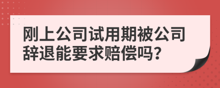 刚上公司试用期被公司辞退能要求赔偿吗？