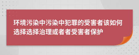 环境污染中污染中犯罪的受害者该如何选择选择治理或者者受害者保护