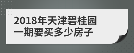 2018年天津碧桂园一期要买多少房子