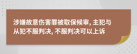 涉嫌故意伤害罪被取保候审, 主犯与从犯不服判决, 不服判决可以上诉