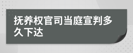 抚养权官司当庭宣判多久下达