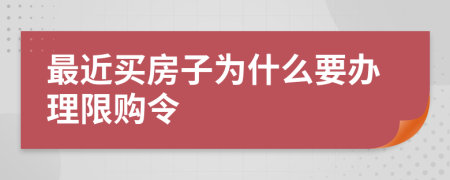 最近买房子为什么要办理限购令