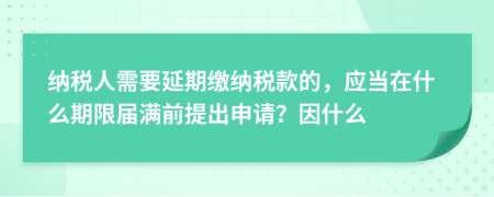 纳税人需要延期缴纳税款的，应当在什么期限届满前提出申请？因什么
