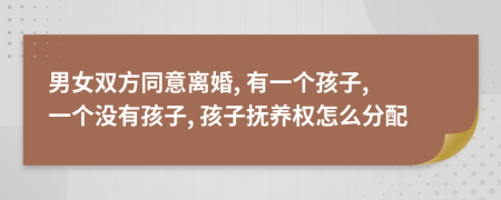 男女双方同意离婚, 有一个孩子, 一个没有孩子, 孩子抚养权怎么分配