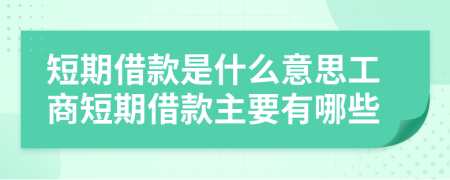 短期借款是什么意思工商短期借款主要有哪些