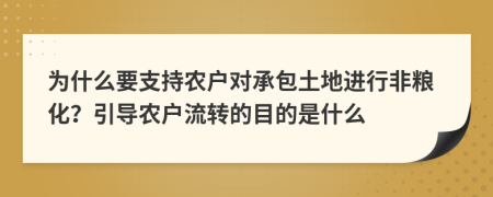 为什么要支持农户对承包土地进行非粮化？引导农户流转的目的是什么