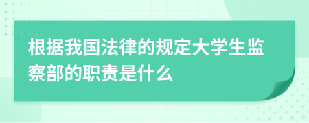 根据我国法律的规定大学生监察部的职责是什么